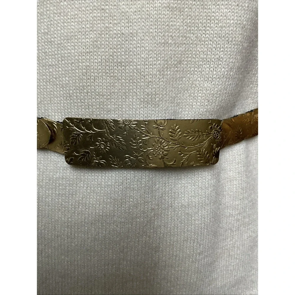 Vintage Stretch Gold Tone Snake Belt Embossed Flowers 70s 80s Statement